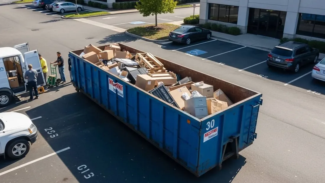 Massachusetts waste bans and dumpster loading Loaded roll-off container in New Bedford, MA
