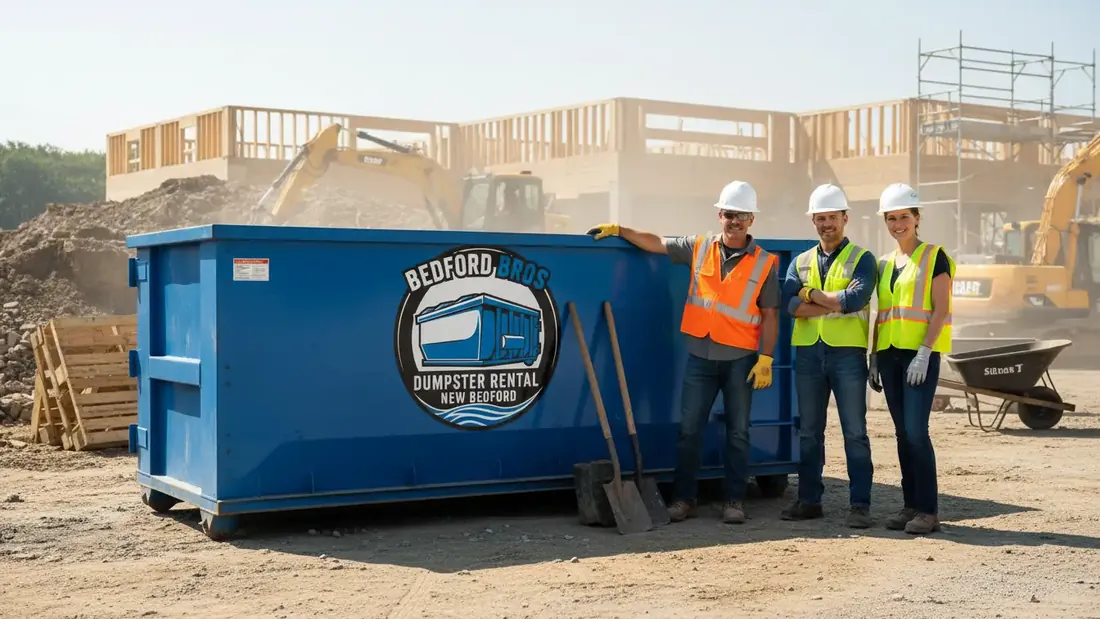 Local dumpster rental in New Bedford Bedford Bros roll-off truck and container in New Bedford, MA